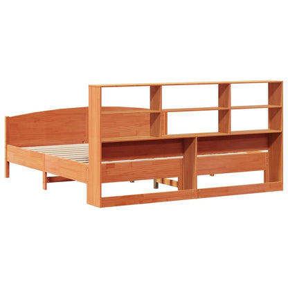 vidaXL Massivholzbett mit Regal ohne Matratze Wachsbraun 180x200 cm