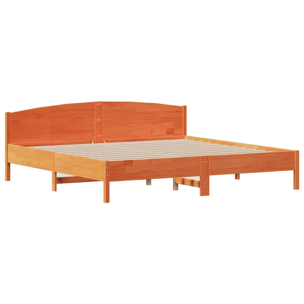 vidaXL Massivholzbett mit Regal ohne Matratze Wachsbraun 180x200 cm