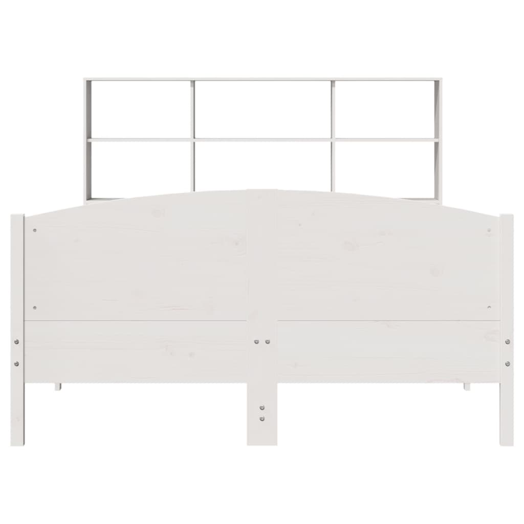 vidaXL Massivholzbett mit Regal ohne Matratze Weiß 140x200 cm Kiefer