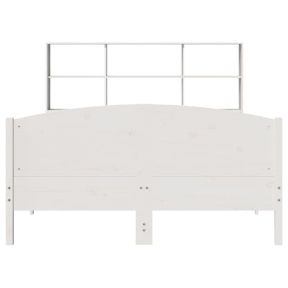 vidaXL Massivholzbett mit Regal ohne Matratze Weiß 140x200 cm Kiefer