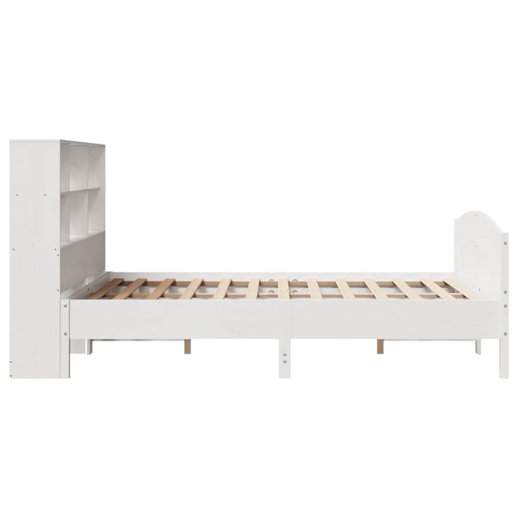 vidaXL Massivholzbett mit Regal ohne Matratze Weiß 140x200 cm Kiefer