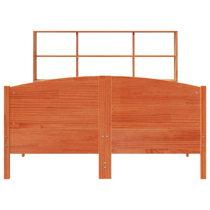 vidaXL Massivholzbett mit Regal ohne Matratze Wachsbraun 140x200 cm