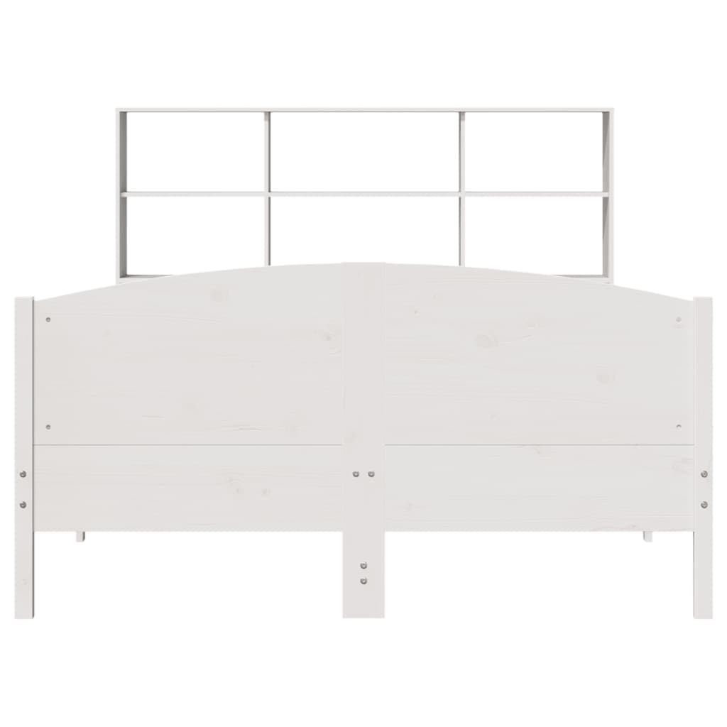 vidaXL Massivholzbett mit Regal ohne Matratze Weiß 140x190 cm Kiefer