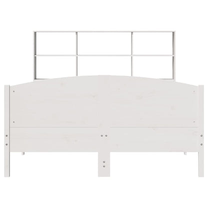 vidaXL Massivholzbett mit Regal ohne Matratze Weiß 140x190 cm Kiefer
