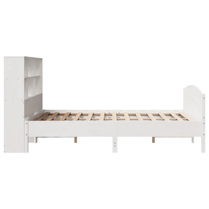 vidaXL Massivholzbett mit Regal ohne Matratze Weiß 140x190 cm Kiefer