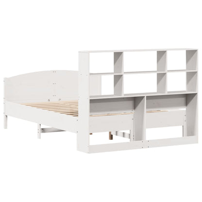 vidaXL Massivholzbett mit Regal ohne Matratze Weiß 140x190 cm Kiefer
