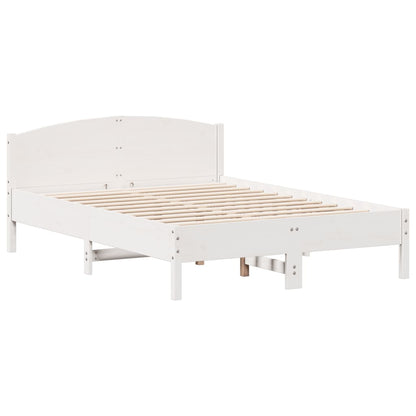 vidaXL Massivholzbett mit Regal ohne Matratze Weiß 140x190 cm Kiefer