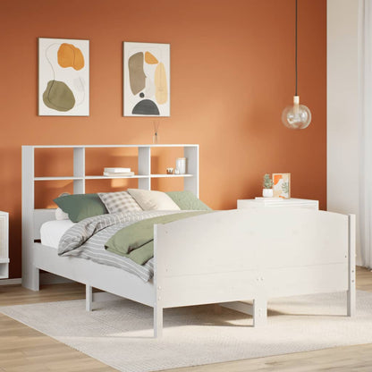 vidaXL Massivholzbett mit Regal ohne Matratze Weiß 140x190 cm Kiefer