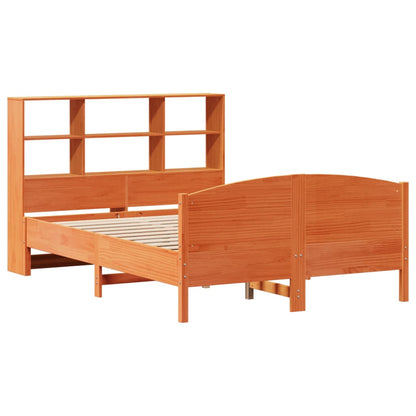 vidaXL Massivholzbett mit Regal ohne Matratze Wachsbraun 140x190 cm