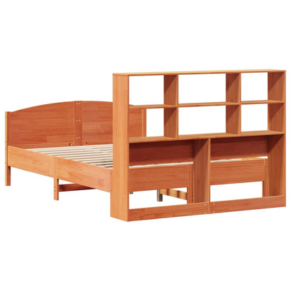 vidaXL Massivholzbett mit Regal ohne Matratze Wachsbraun 120x190 cm