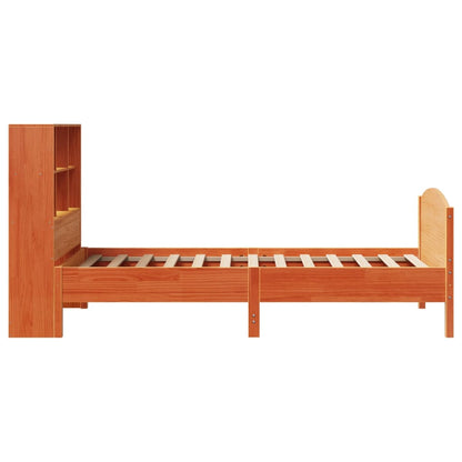 vidaXL Massivholzbett mit Regal ohne Matratze Wachsbraun 75x190 cm