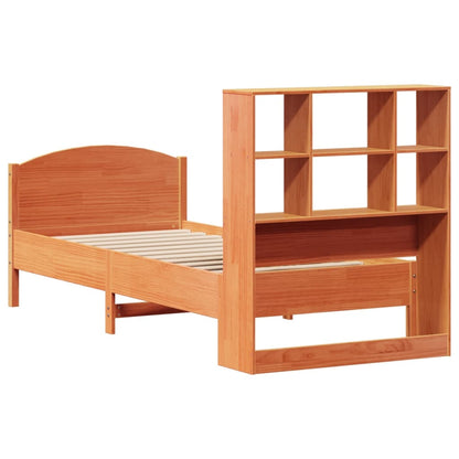 vidaXL Massivholzbett mit Regal ohne Matratze Wachsbraun 75x190 cm