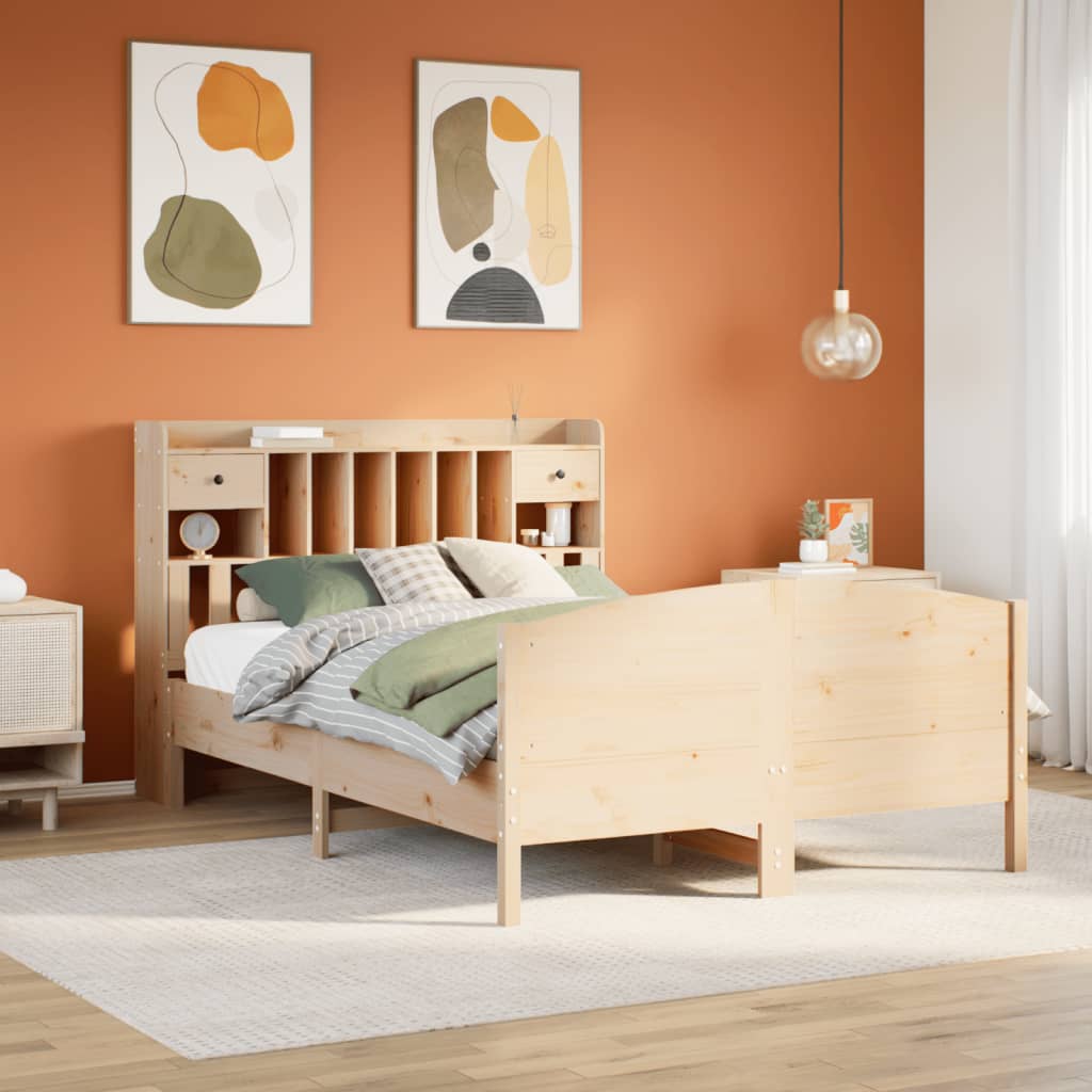 vidaXL Massivholzbett mit Regal ohne Matratze 150x200 cm Kiefer