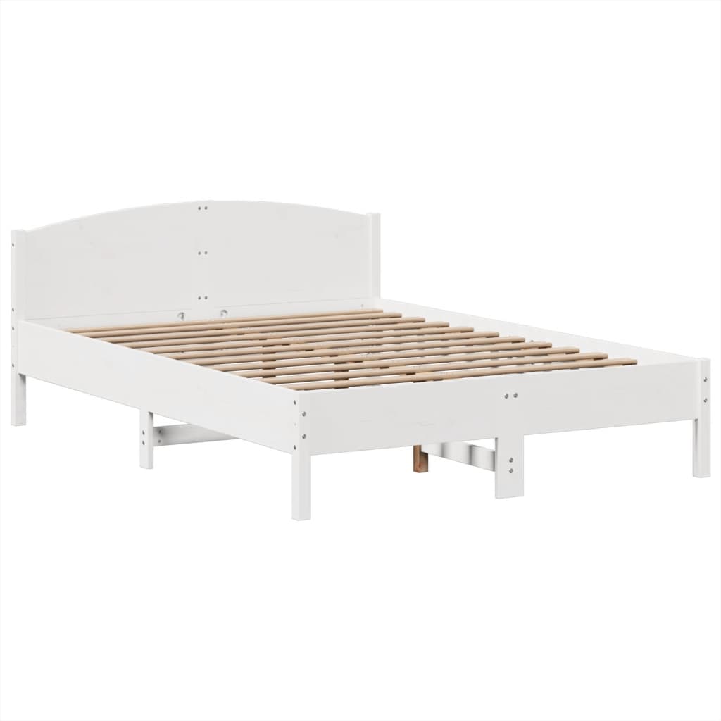 vidaXL Massivholzbett mit Regal ohne Matratze Weiß 140x200 cm Kiefer
