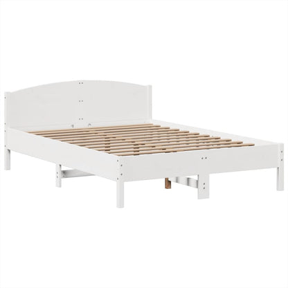 vidaXL Massivholzbett mit Regal ohne Matratze Weiß 140x200 cm Kiefer