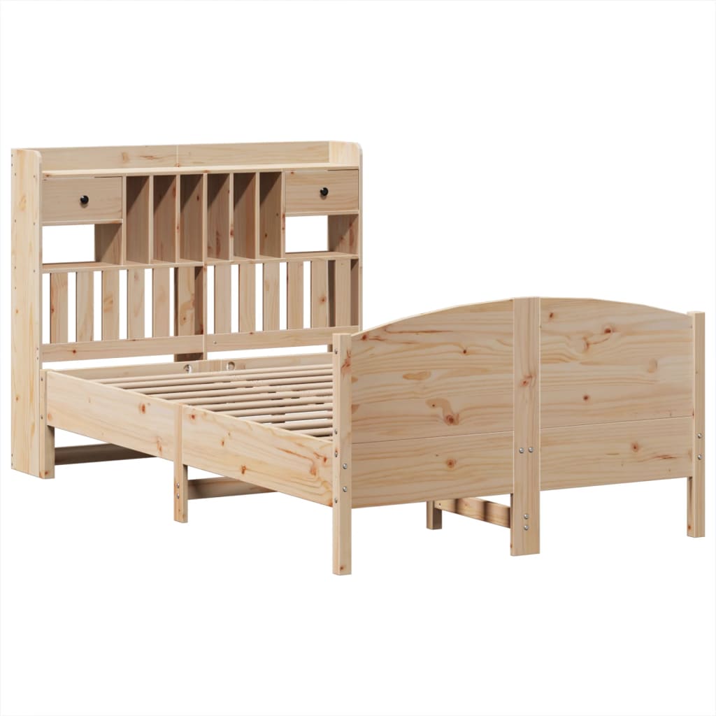 vidaXL Massivholzbett mit Regal ohne Matratze 135x190 cm Kiefer