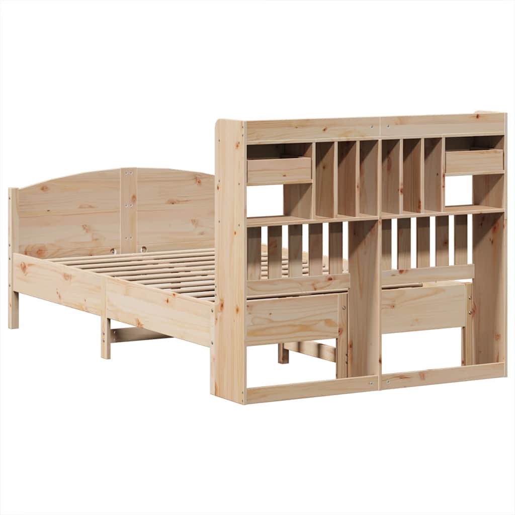 vidaXL Massivholzbett mit Regal ohne Matratze 135x190 cm Kiefer