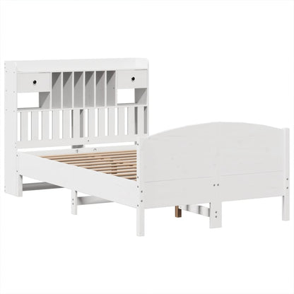 vidaXL Massivholzbett mit Regal ohne Matratze Weiß 135x190 cm Kiefer