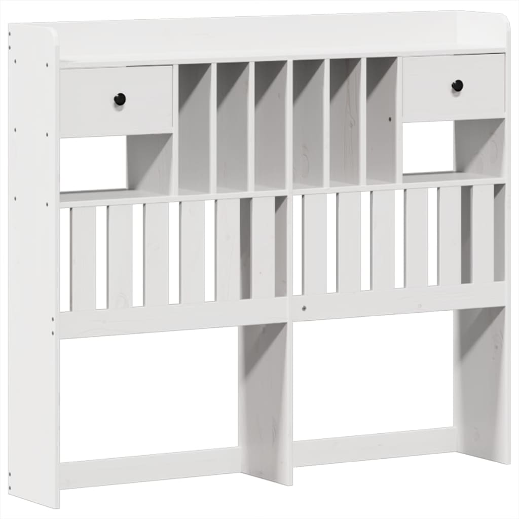 vidaXL Massivholzbett mit Regal ohne Matratze Weiß 135x190 cm Kiefer