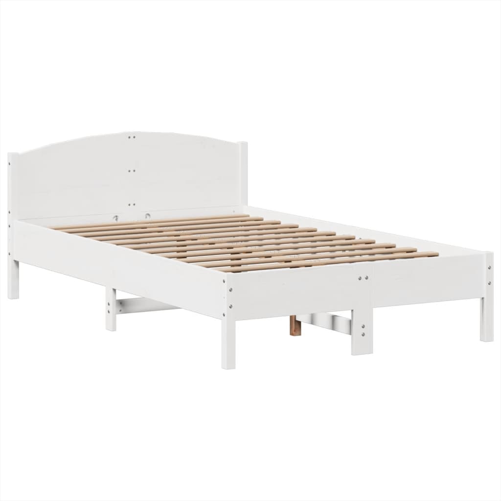 vidaXL Massivholzbett mit Regal ohne Matratze Weiß 135x190 cm Kiefer