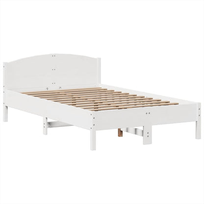 vidaXL Massivholzbett mit Regal ohne Matratze Weiß 135x190 cm Kiefer
