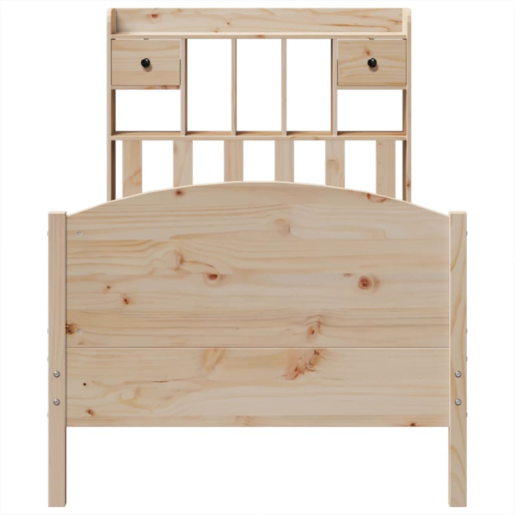 vidaXL Lit en bois massif avec étagère sans matelas 100x200 cm pin