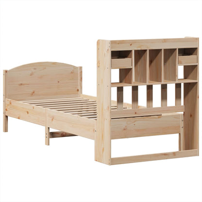 vidaXL Lit en bois massif avec étagère sans matelas 100x200 cm pin