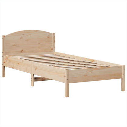 vidaXL Lit en bois massif avec étagère sans matelas 100x200 cm pin