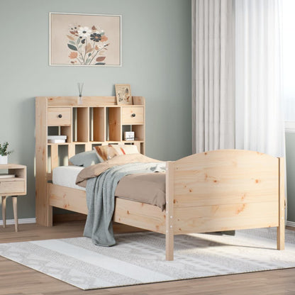 vidaXL Lit en bois massif avec étagère sans matelas 100x200 cm pin