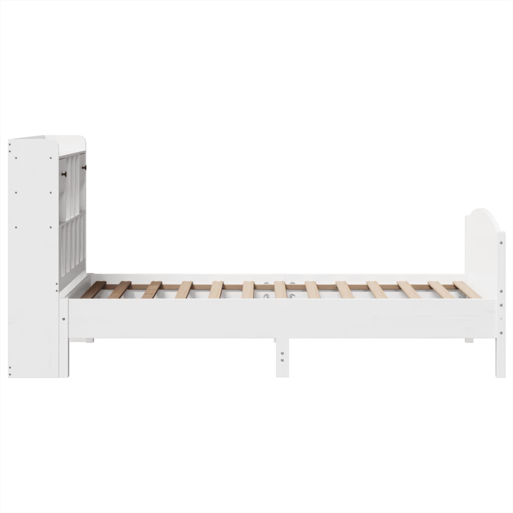 vidaXL Massivholzbett mit Regal ohne Matratze Weiß 90x200 cm Kiefer
