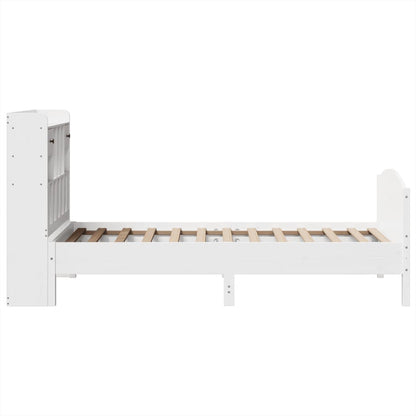 vidaXL Massivholzbett mit Regal ohne Matratze Weiß 90x200 cm Kiefer