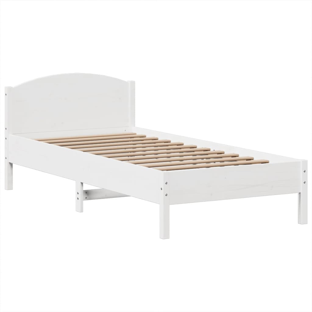 vidaXL Massivholzbett mit Regal ohne Matratze Weiß 90x200 cm Kiefer