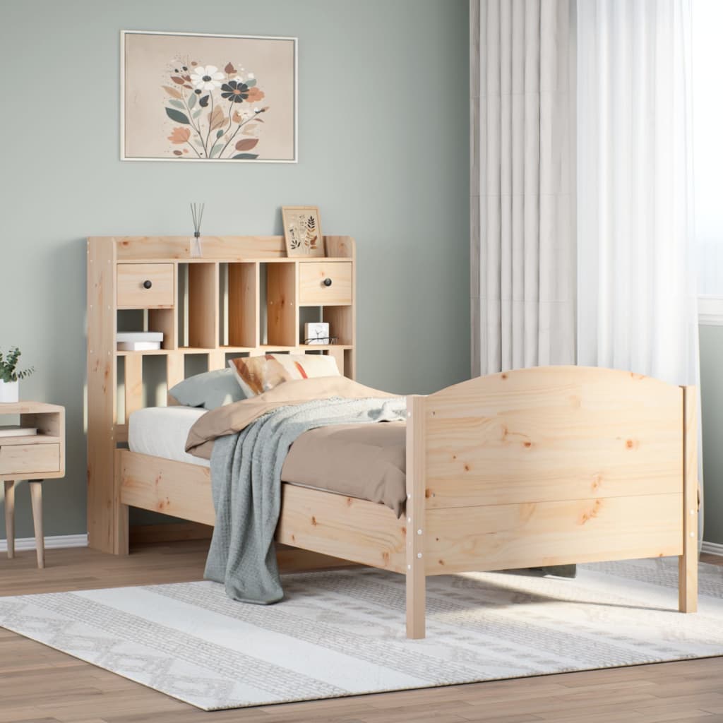 vidaXL Bücherregalbett ohne Matratze 75x190 cm Massivholz Kiefer