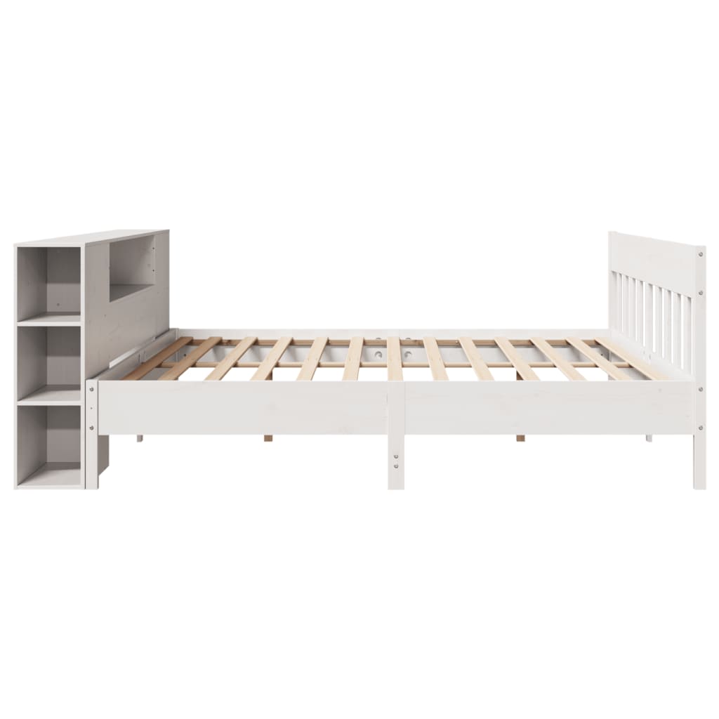 vidaXL Massivholzbett mit Regal ohne Matratze Weiß 200x200 cm Kiefer