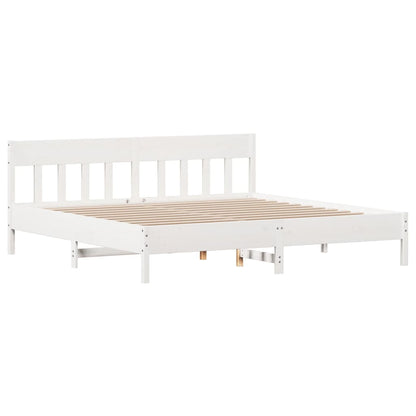 vidaXL Massivholzbett mit Regal ohne Matratze Weiß 200x200 cm Kiefer