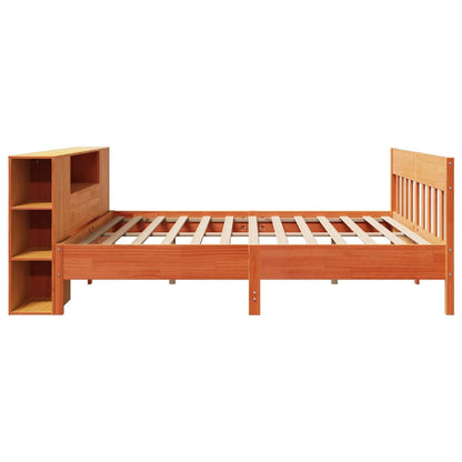 vidaXL Massivholzbett mit Regal ohne Matratze Wachsbraun 200x200 cm