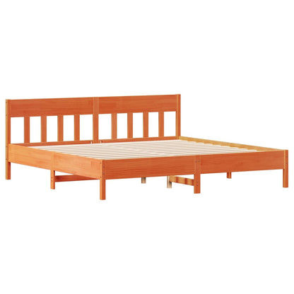 vidaXL Massivholzbett mit Regal ohne Matratze Wachsbraun 200x200 cm