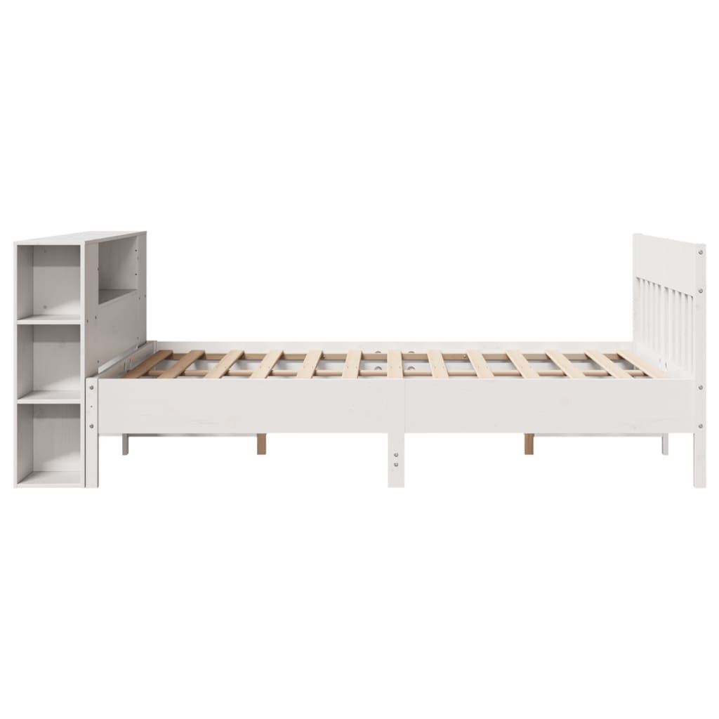vidaXL Massivholzbett mit Regal ohne Matratze Weiß 120x200 cm Kiefer