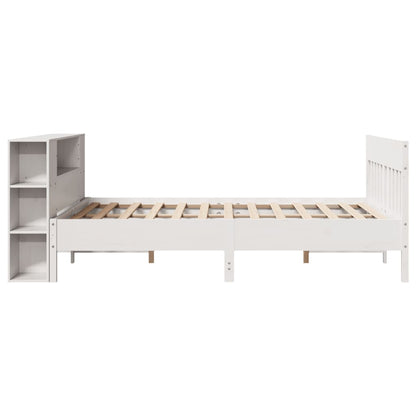vidaXL Massivholzbett mit Regal ohne Matratze Weiß 120x200 cm Kiefer