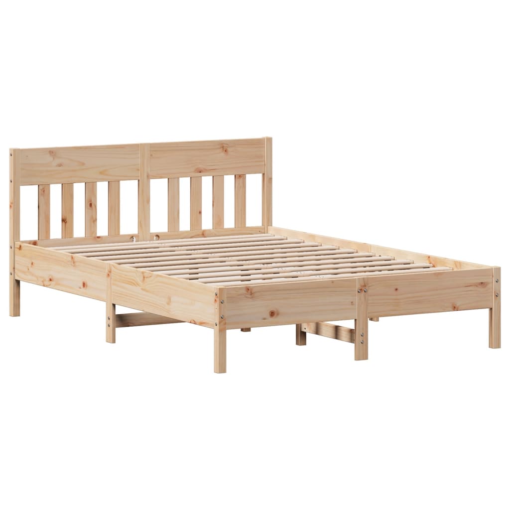 vidaXL Massivholzbett mit Regal ohne Matratze 135x190 cm Kiefer