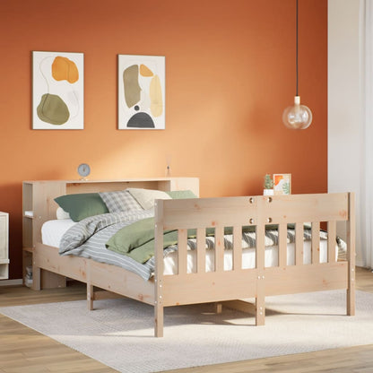 vidaXL Massivholzbett mit Regal ohne Matratze 135x190 cm Kiefer
