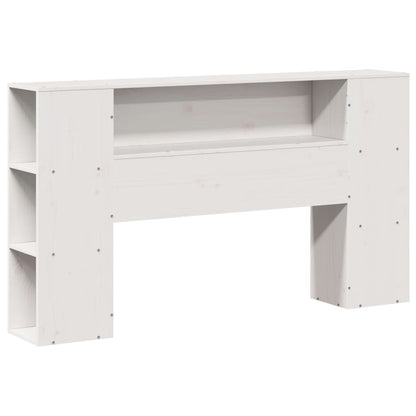 vidaXL Lit en bois massif avec étagère sans matelas Blanc 135x190 cm Pin