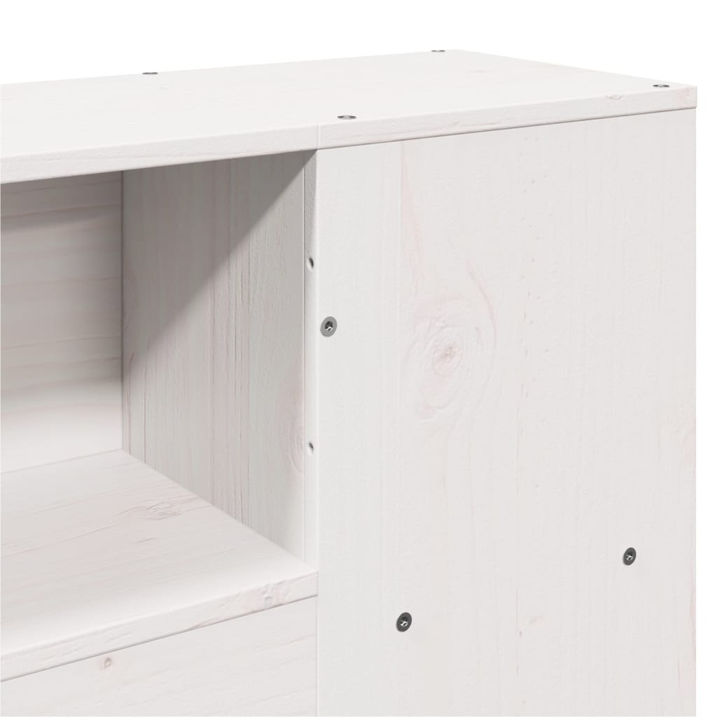 vidaXL Lit en bois massif avec étagère sans matelas Blanc 135x190 cm Pin