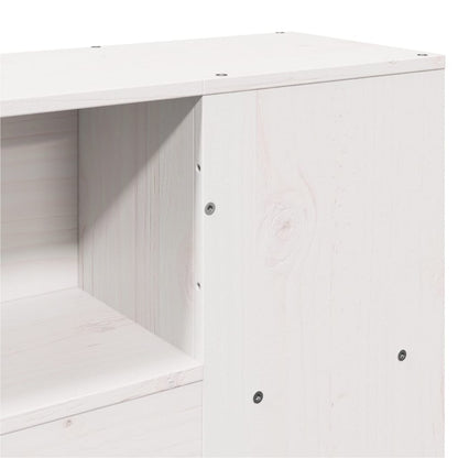 vidaXL Lit en bois massif avec étagère sans matelas Blanc 135x190 cm Pin