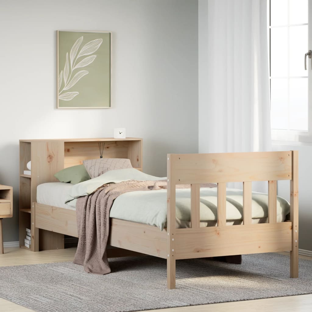 vidaXL Massivholzbett mit Regal ohne Matratze 90x200 cm Kiefer