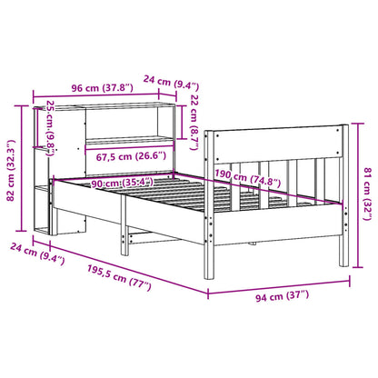 vidaXL Massivholzbett mit Regal ohne Matratze 90x190 cm Kiefer
