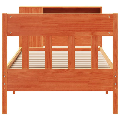 vidaXL Massivholzbett mit Regal ohne Matratze Wachsbraun 75x190 cm