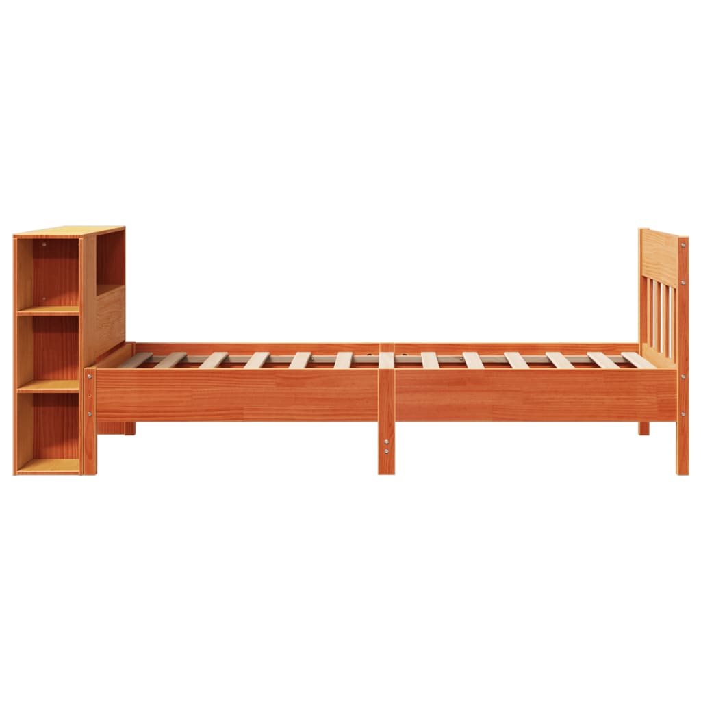 vidaXL Massivholzbett mit Regal ohne Matratze Wachsbraun 75x190 cm
