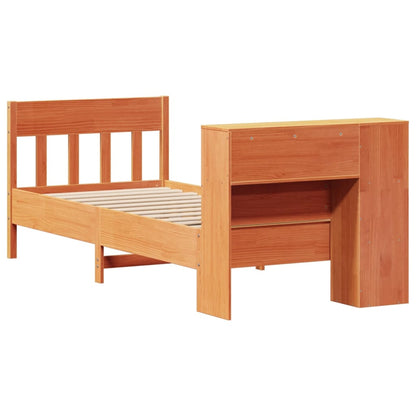 vidaXL Massivholzbett mit Regal ohne Matratze Wachsbraun 75x190 cm