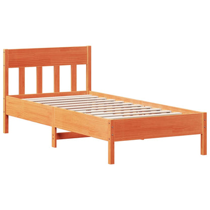 vidaXL Massivholzbett mit Regal ohne Matratze Wachsbraun 75x190 cm